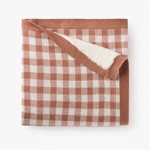 NEW ELEGANT BABY kid's gingham fur back blanket in rust